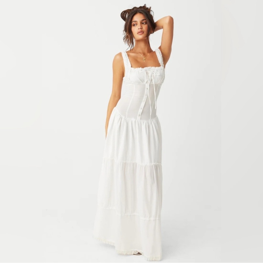Frankie's Bikinis Christabelle Gauze White Maxi Dress